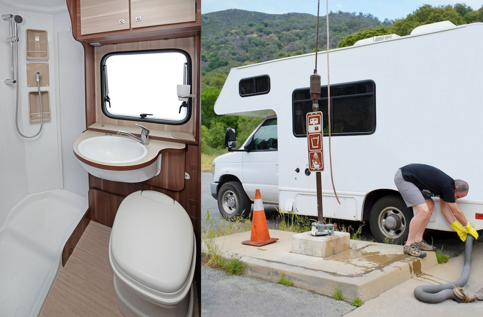 Portable RV/camper toilet and holding tank setup in Clarksburg, West Virginia